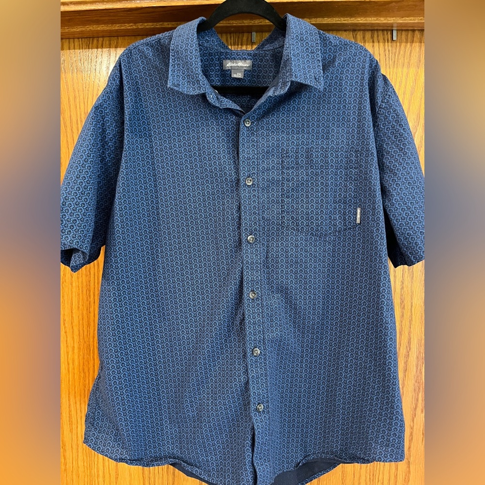 Eddie Bauer Casual Button Down Shirt in Blue with Relaxed Fit